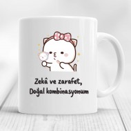 Zekâ ve zarafet, doğal kombinasyonum baskılı kupa