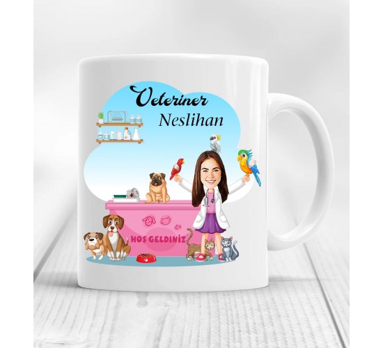 Veterinerlere Özel Karikatür Kupa Bardak