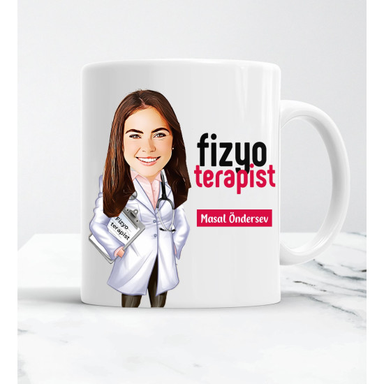 Kadın Fizyoterapistlere Özel Karikatür Kupa Bardak