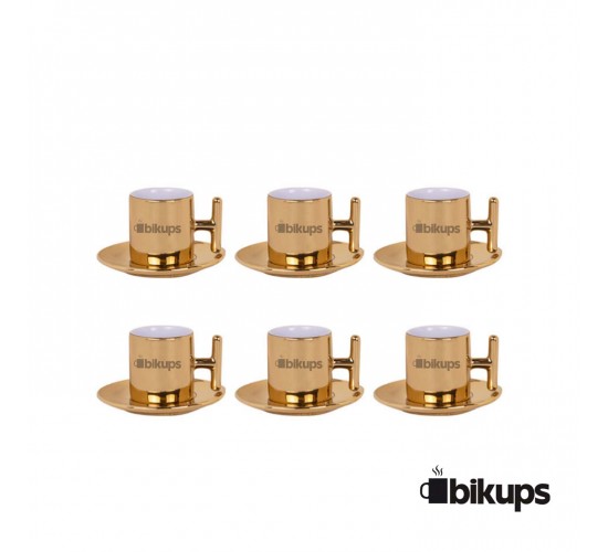 Toptan Baskılı Türk Kahve Fincanı T Kulplu Gold