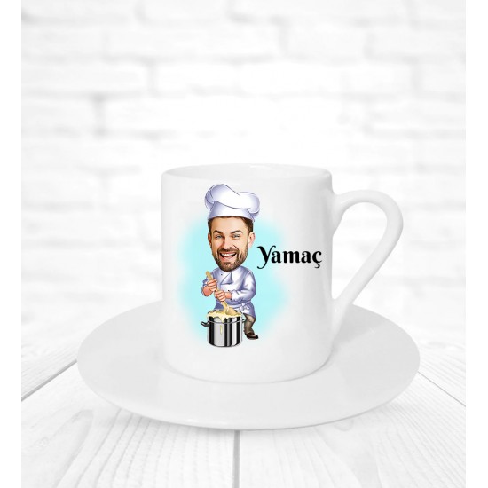 Aşçılara özel karikatür baskılı kahve fincanı