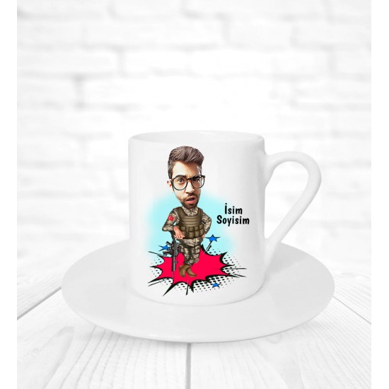 Askerlere Özel Karikatür Kahve Fincanı