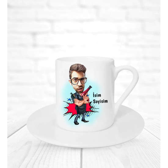 Berberlere Özel Karikatür Kahve Fincanı