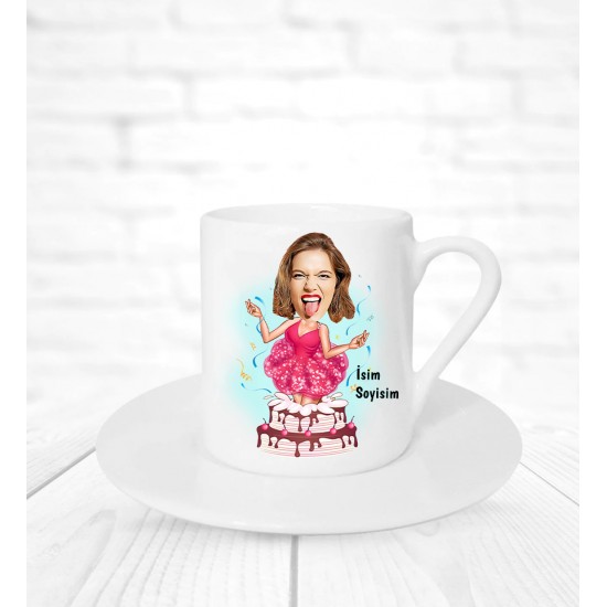 Doğum Günü Kızına Özel Karikatür Kahve Fincanı