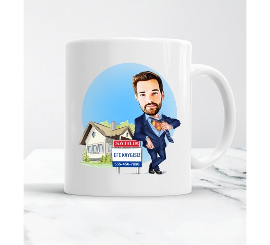 Emlakçılara özel karikatür kupa Emlakçılara özel karikatür kupa