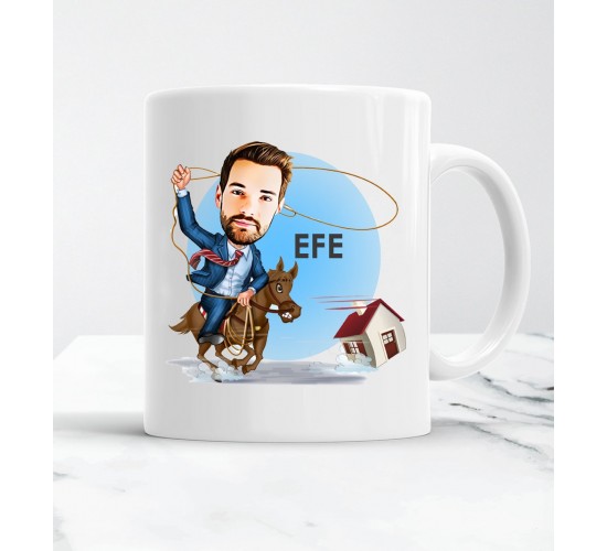 Emlakçılara özel karikatür kupa