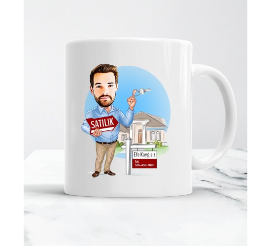 Emlakçılara özel karikatür kupa Emlakçılara özel karikatür kupa