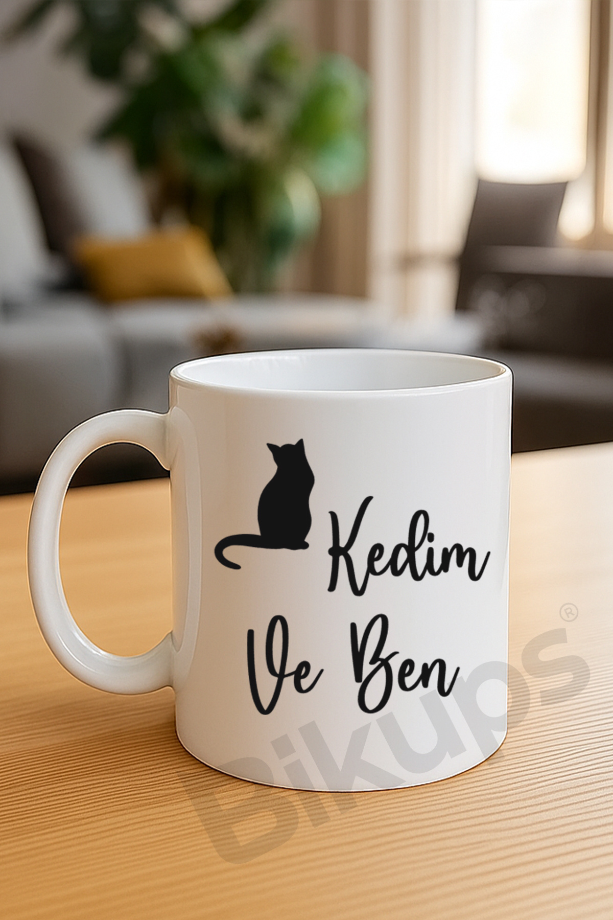 kedim ve ben baskılı kupa bardak -