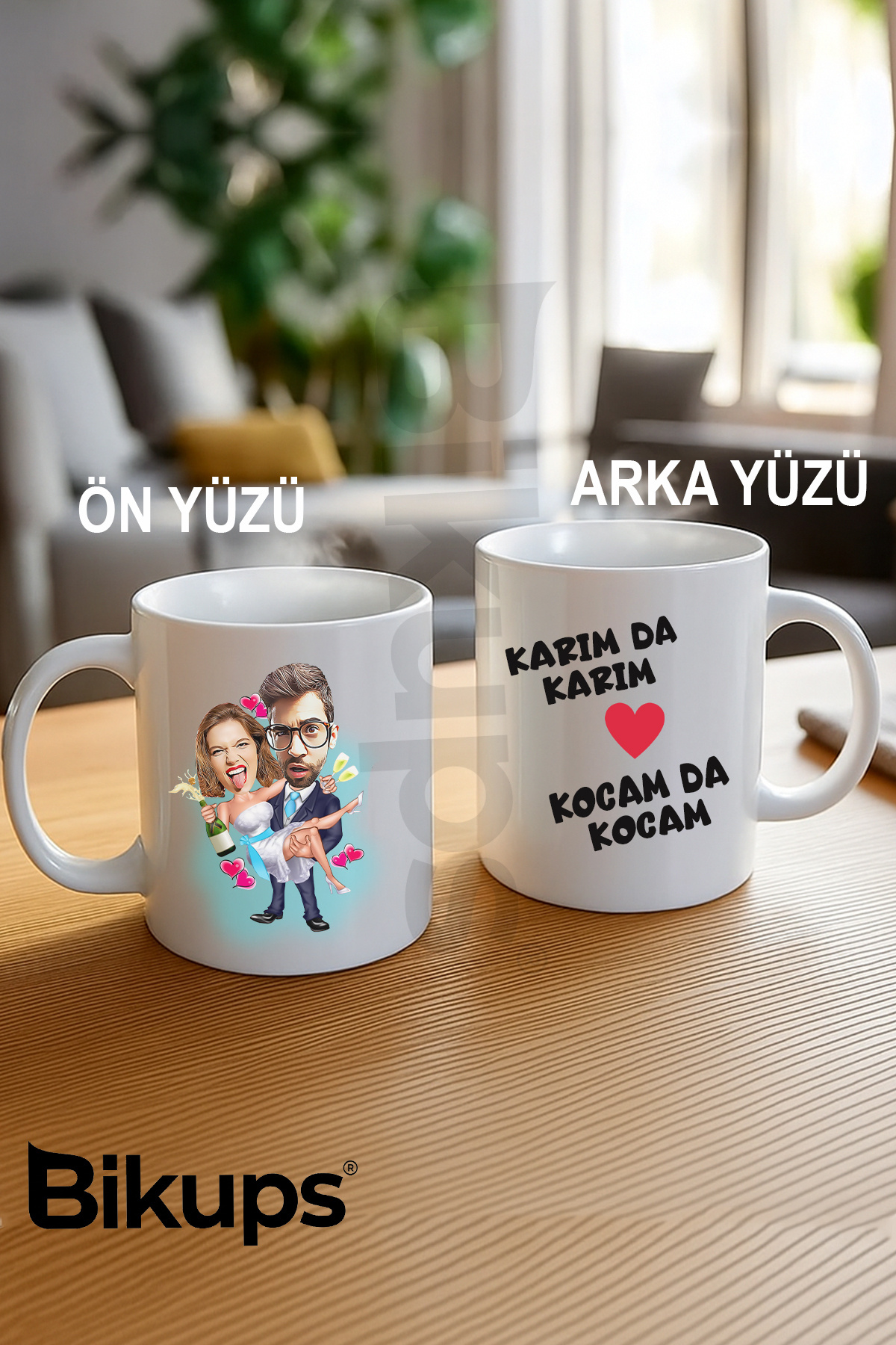 Çiftlere Özel Karikatür Karımda Karım Baskılı Kupa Bardak