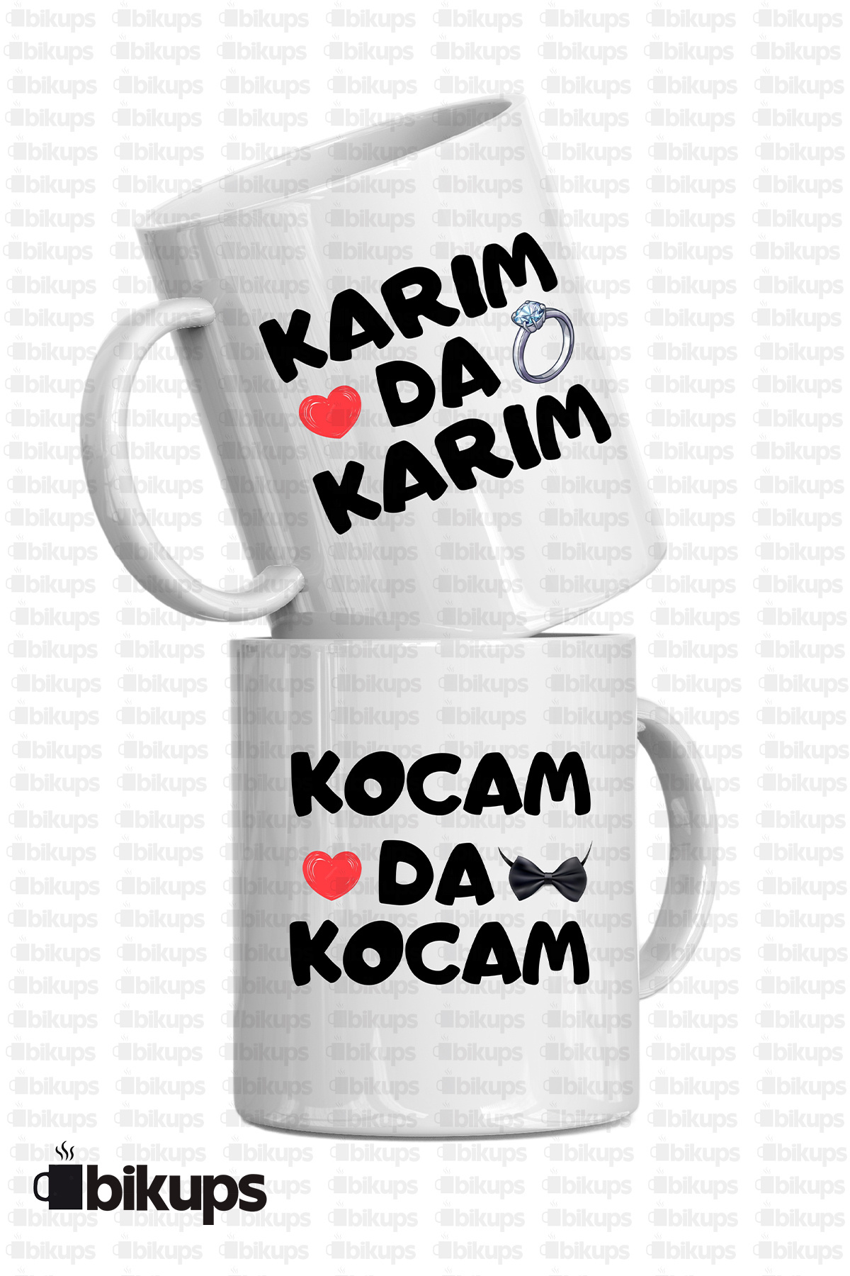 çiftlere özel karım da karım kocam da kocam baskılı kupa bardak 2li