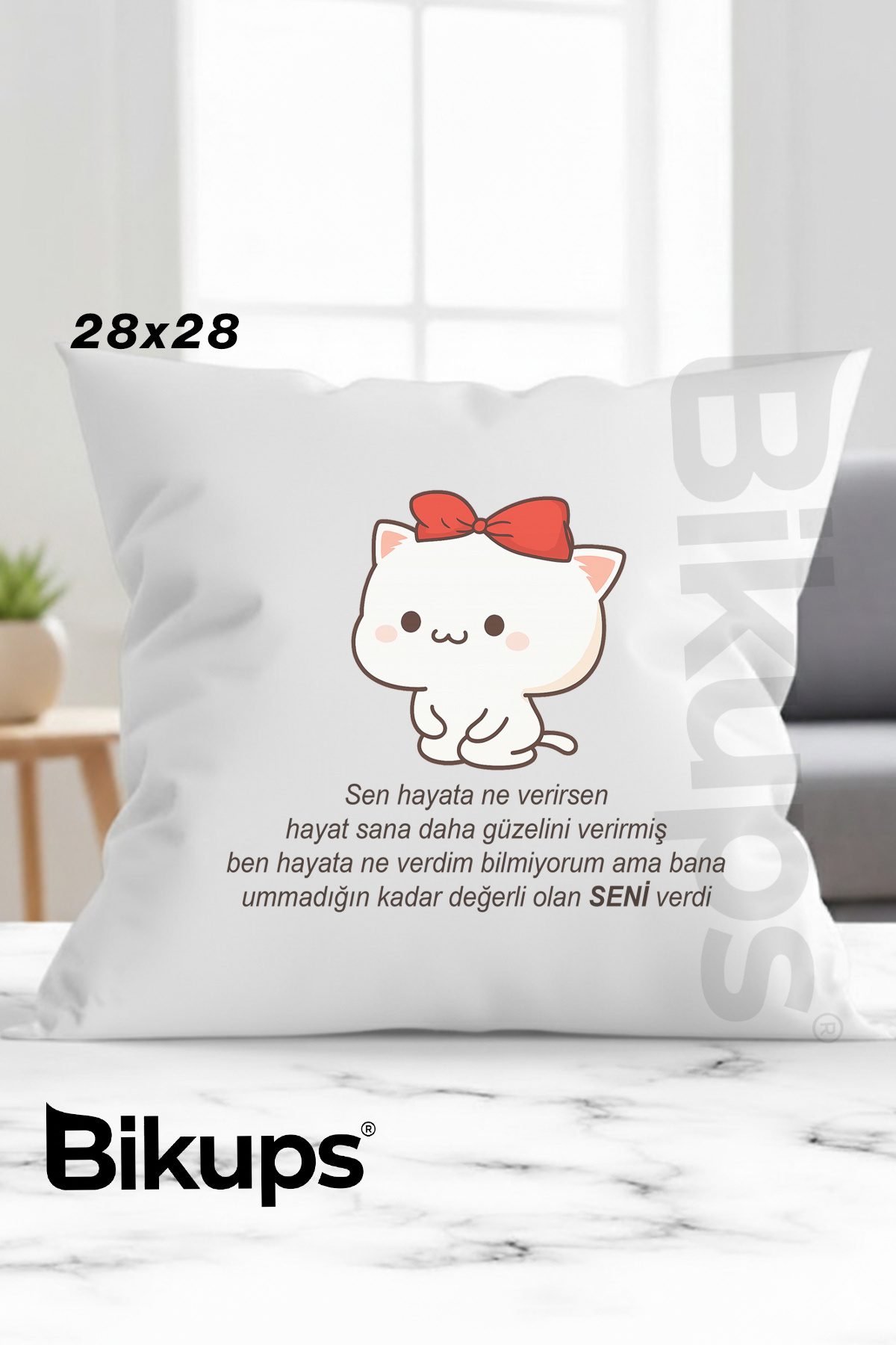 Ummadığın Kadar Değerli Olan Seni Verdi Yazılı Sevgililer Günü baskılı yastık 28x28