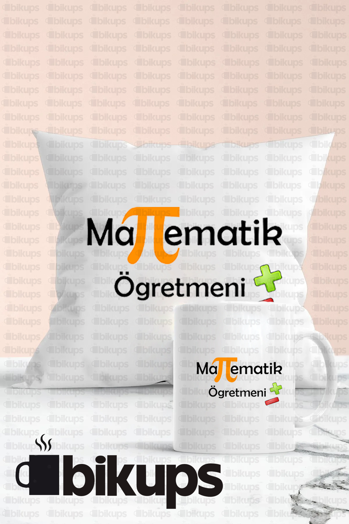 Matematik Öğretmenize Baskılı Kupa Bardak ve Yastık Seti
