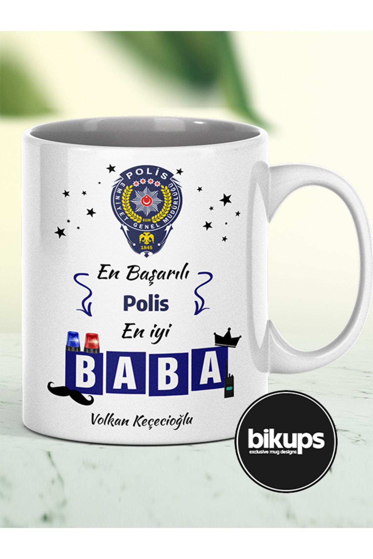 en başarılı polis en iyi baba isim baskılı kupa bardak