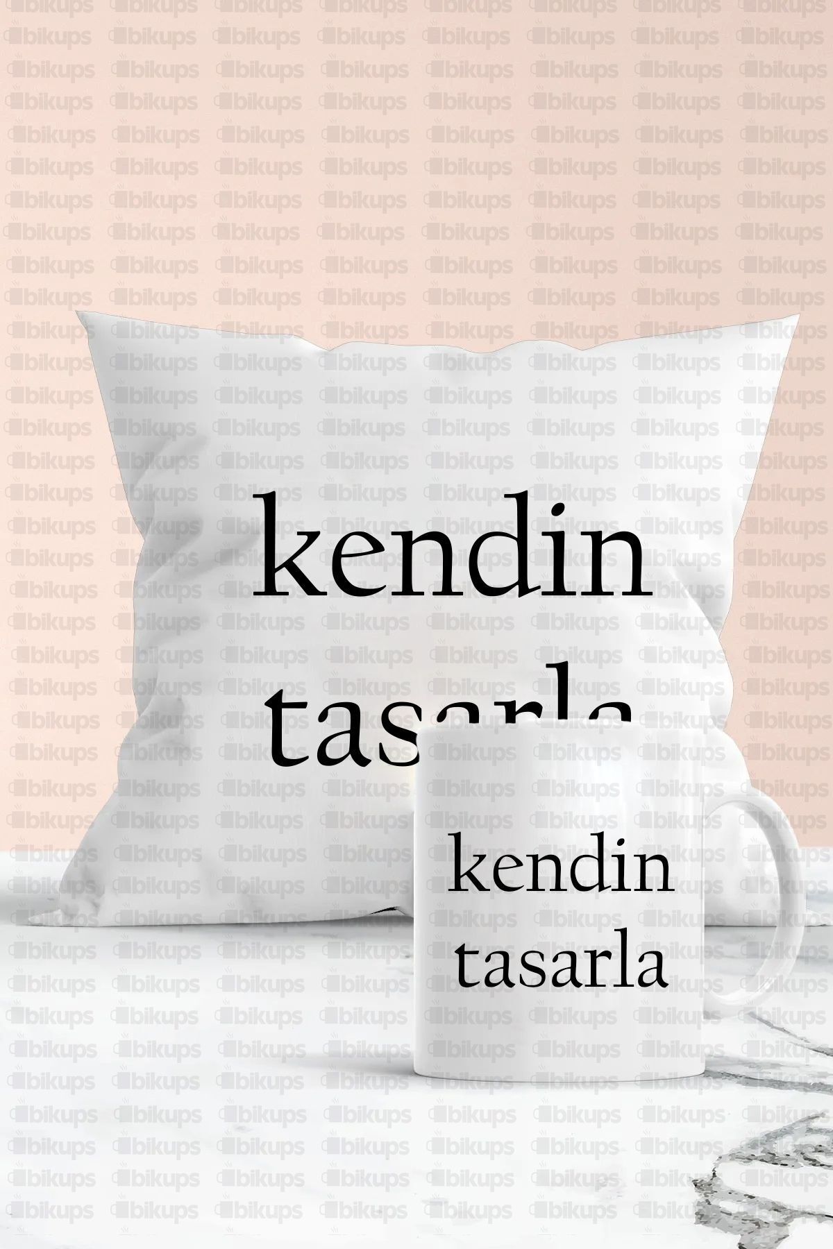 Kendin Tasarla baskılı kupa yastık seti