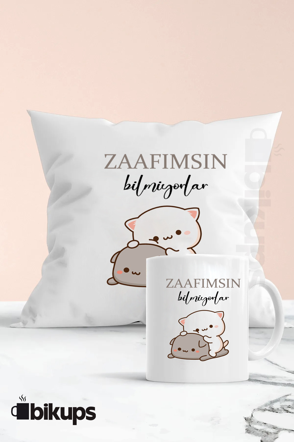 Zaafımsın Bilmiyorlar Baskılı Hediyelik Yastık Ve Kupa Seti